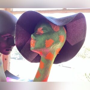 Felt gray/black patchwork floppy hat